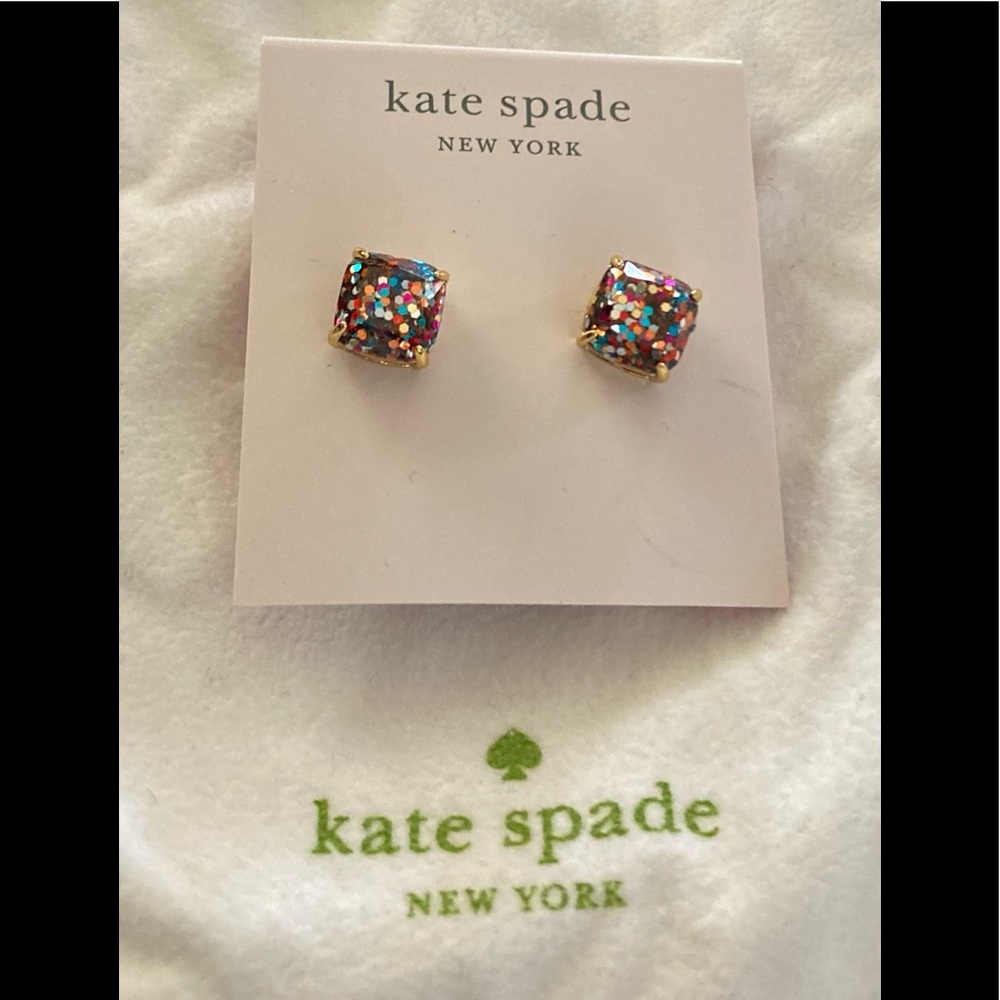 KATE SPADE Multi Glitter Cube, Stud Earrings NWT!